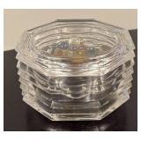 LR - Glass Ribbed Bowl and Lidded Trinket Dish with Decorative Marbles