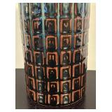 LR - Textured Ceramic Vase with Geometric Pattern