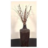 LR - Textured Brown Vase with Dried Stems