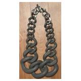 K - Set of 3 Statement Necklaces in Black, Gray and Gold Tones