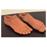 LR - Pair of Terra-Cotta Foot-Shaped Planters