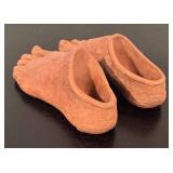 LR - Pair of Terra-Cotta Foot-Shaped Planters