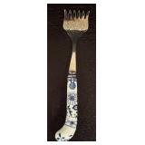 K - Sheffield England Blue and White Porcelain Handle Serving Utensil Set