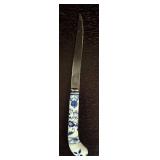 K - Sheffield England Blue and White Porcelain Handle Serving Utensil Set