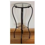 LR - Glass Top Metal Accent Table with Curved Legs