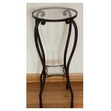 LR - Glass Top Metal Accent Table with Curved Legs