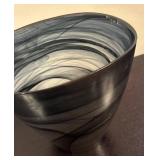 LR - Art Glass Vase with Black and Gray Swirl Design