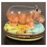 K - Rochard "Hippopotamus" Limoges box / Limoges France Hand-Painted Hippo Trinket Box