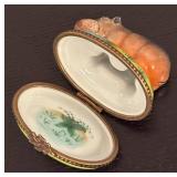 K - Rochard "Hippopotamus" Limoges box / Limoges France Hand-Painted Hippo Trinket Box