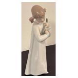 K - Lladro Porcelain Girl with Mandolin Figurine