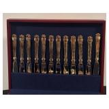 LR - Vintage Hampton Silversmiths Gold Flatware Service for 12