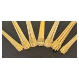 K - Set of 7 Vintage Hampton Silversmiths Gold-Toned Serving Utensils