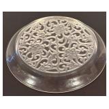 LR - Crystal Serving Platter with Floral Scroll Design