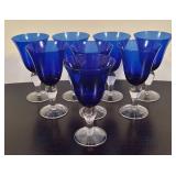 LR - Set of 8 Cobalt Blue Stemware Glasses