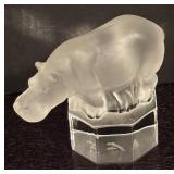 LR - Nachtmann Frosted Crystal Hippo Figurine