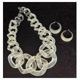 K - Translucent Link Necklace and Hoop Earrings Set