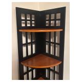LR - Wooden Corner Shelf Unit with Black Lattice Sides