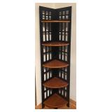 LR - Wooden Corner Shelf Unit with Black Lattice Sides
