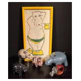 LR - Collection of Hippo Figurines with Various Designs with Print
