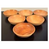 LR - Set of 8 Vintage Woodpecker Wood Ware Hand Made Wooden Bowls