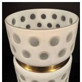 K - White Polkadot Glass Vase with Gold Tone Accent