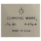 K - Vintage Corning Ware 2.5 Qt Casserole Dish and 2 Vintage Blue Pyrex Mixing Bowls