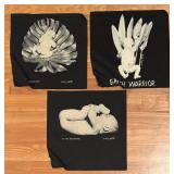 LR - Set of 3 Larry Labonté Unframed Fabric Art Prints In the Beginning, Earth Warrior, Metamorphosis