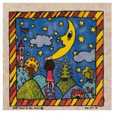 LR - Set of 4 Colorful Vintage Unframed Fabric Art Prints by Kiki 1990s