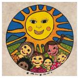 LR - Set of 4 Colorful Vintage Unframed Fabric Art Prints by Kiki 1990s