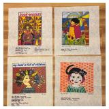 LL  - Set of 4 Unframed Kiki Art Fabric Prints