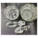 Large Collection of Glass Cruets and Decanters with Stoppers