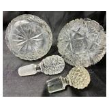 Large Collection of Glass Cruets and Decanters with Stoppers