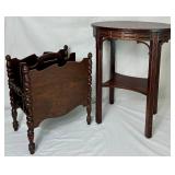 Antique Oval Side Table and Magazine Rack