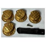 Variety of Vintage Trunk Hardware Parts & Nails plus 2 Leather Handles