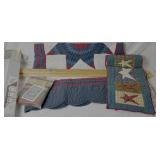 Quilting Bundle - Solid Oak Quilt Hanger, Down on the Farm Wall Hanging Starter Pack, Star Wall Hanging/Throw and 66" Quilted Star Table Runner