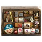 Vintage Wood Printers Letter Tray Display Filled with Assorted Memorabilia