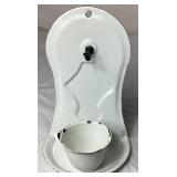 Vintage Toiletries Enamelware Bundle - Wall Mount Shave Stand/Soap Stand, Farmhouse Wash Basin, 2 Soap Bowls and 1 Toiletries Bowl