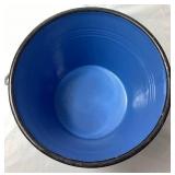 Vintage Blue Enamelware Bundle - Basin Bowl, Pictcher, Biscuit Jar, Dipper, Blue Speckled Bowl and Blue Pail and Butter Warmer