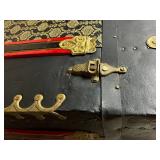 Antique Camel Back Trunk with Lock on Wheels