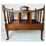 Antique Mahogany Canterbury Magazine Rack with Drawer