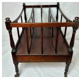 Antique Mahogany Canterbury Magazine Rack with Drawer