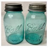 Vintage Blue Ball Jars and Storage Glass Jar Bundle