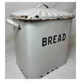 Vintage White & Dark Blue Enamelware Kitchen Bundle - Bread Tin, Flour Pot, Flour & Starch Containers