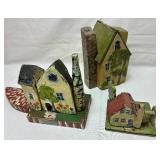 Primitive Wooden Village Houses - 21 pieces