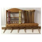 Bundle of Wood Shelves, Coat/Hat Racks and Wood Beer Caddy