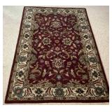 Hand Tufted Red & Beige 5 X 8 Wool Area Rug