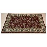 Hand Tufted Red & Beige 5 X 8 Wool Area Rug
