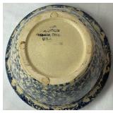 Cream & Blue Bundle of Pottery and Enamelware Milk Pitcher