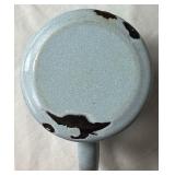 Cream & Blue Bundle of Pottery and Enamelware Milk Pitcher