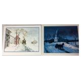 Smead Manufacturing Company 6 Vintage Christmas Card Prints and Framed Print of General William G. LeDuc Mansion in Hastings, MN
